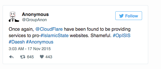 CloudFlare 免費CDN服務商 ISIS宣傳網站